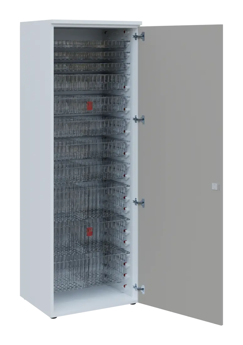 EUROMEDICA D - 66 TRANSPARENT skříň léková boxová, 1-dveřová, pravá, 1950x660x535, korpus bílý, dvíř
